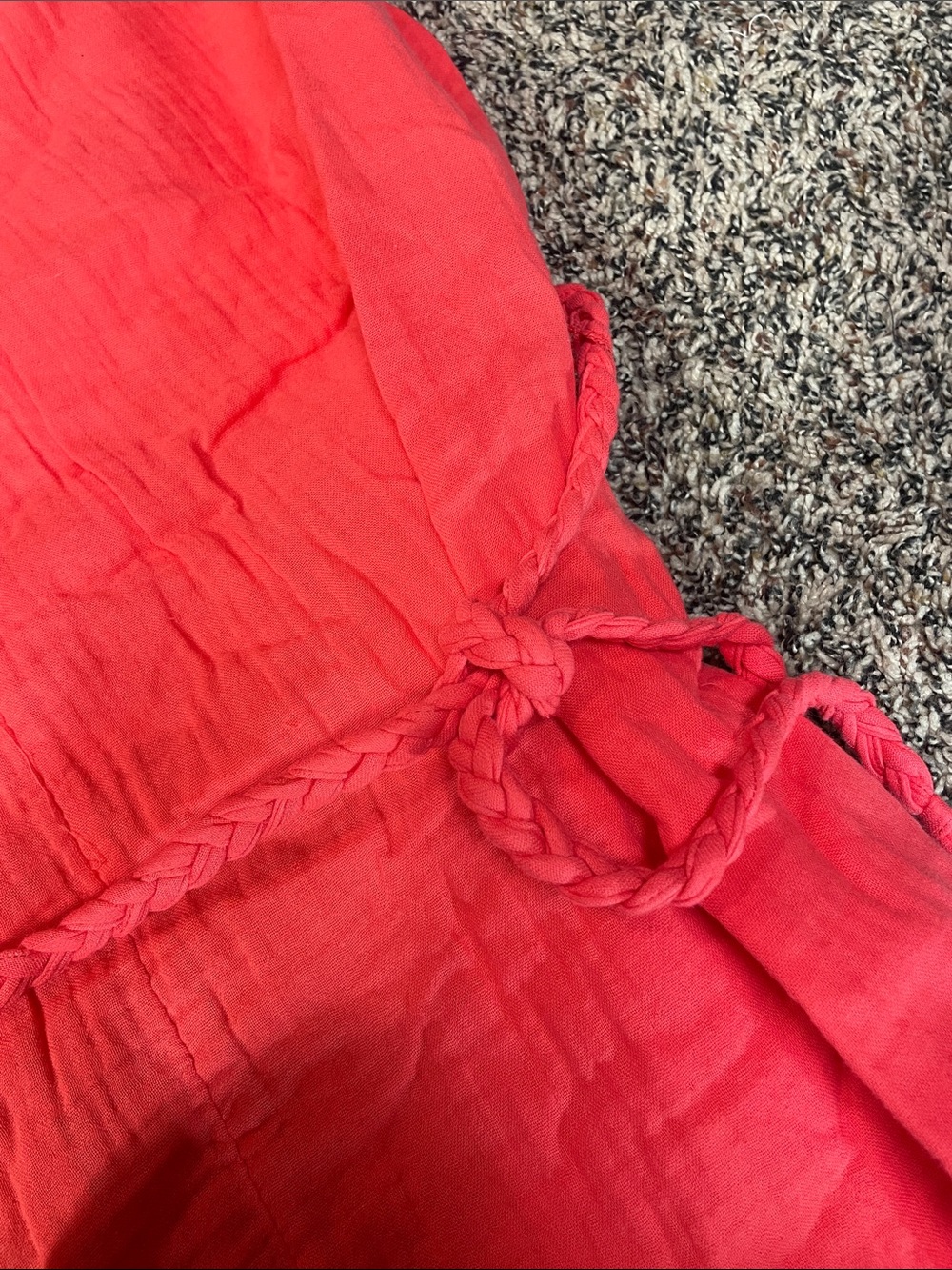 Universal Thread Sleeveless V-Neck Coral Midi Dress Braided Belt Tie Sz L NWT - Picture 7 of 9